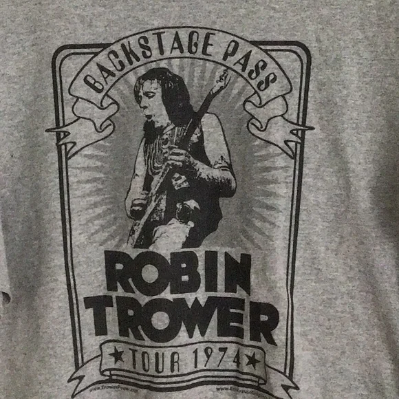 Gildan Gray Robin Trower Short Sleeve Tee Vintage Design XL - Picture 2 of 4